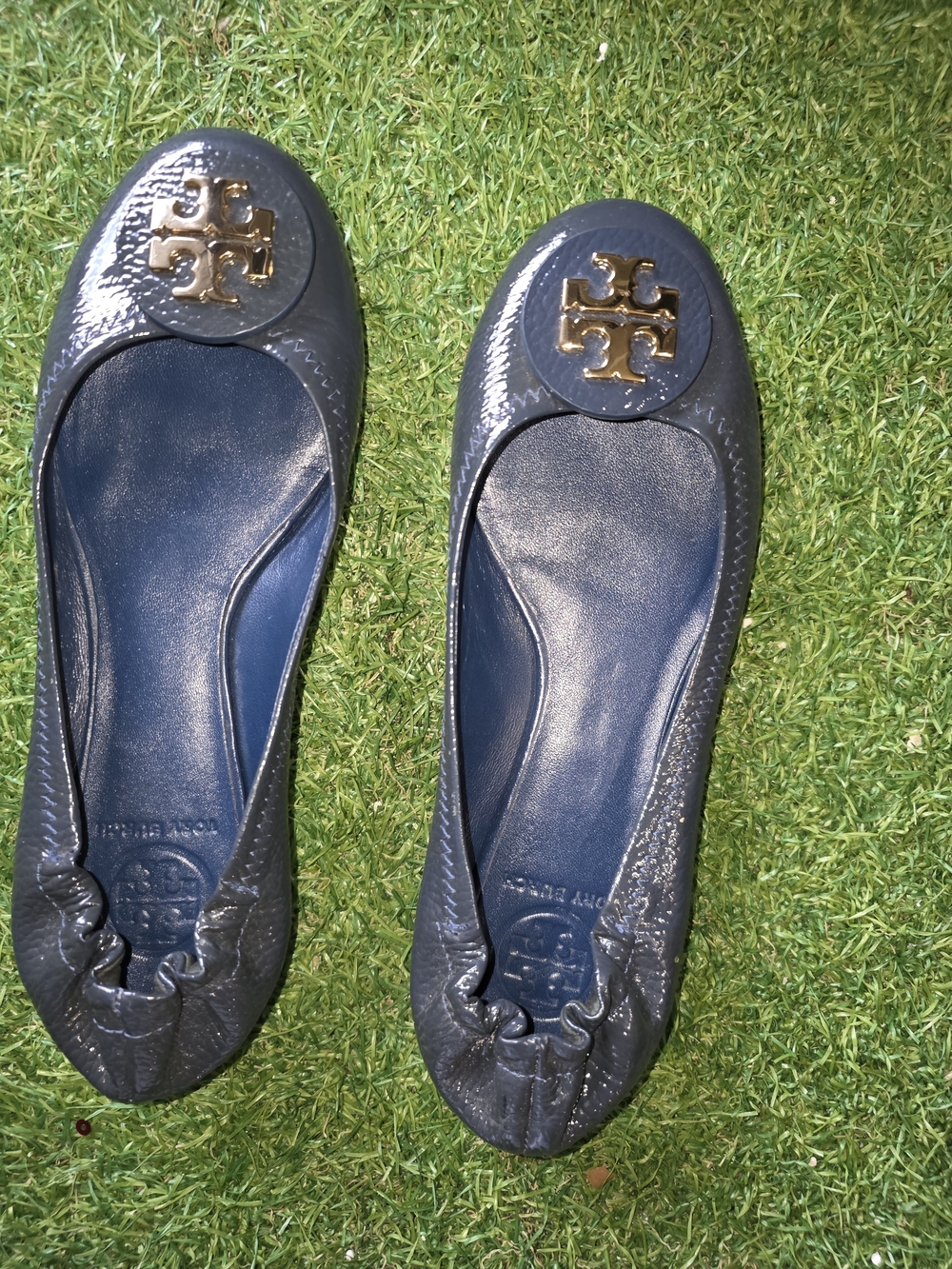 Tory Burch Navy Reva Patent Leather Ballet Flats